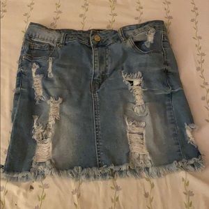 ripped jean skirt